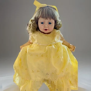 Haunted Porcelain Baby Doll – 50cm Cloth Body, Blonde Wig. With Basket & Outfit - Picture 1 of 23