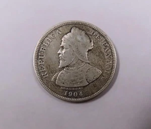 Panama Large 0.90 Silver 25 Centesimos 1904 Balboa VERY SCARCE - Bild 1 von 2