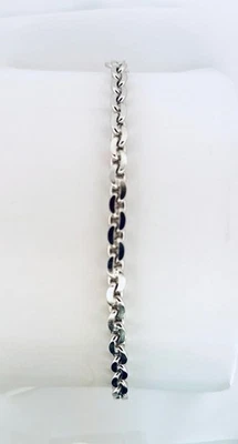 Pulsera de cadena Rolo vintage de plata de ley 925 pesada de 5,2 mm 28,2 g 7,5" Foto 1 de 4