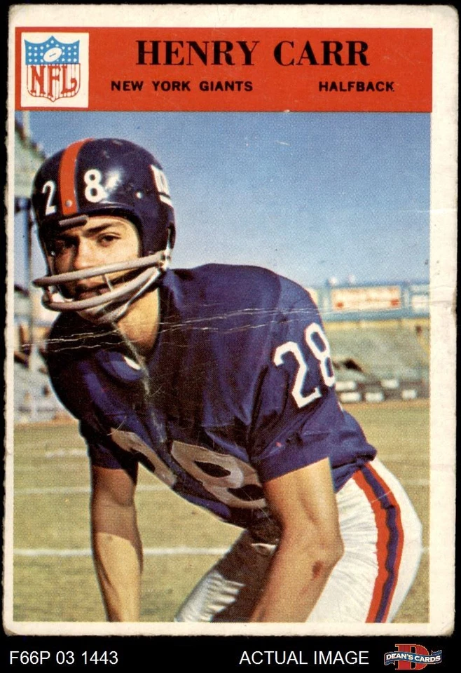 1966 Philadelphia #120 Henry Carr Giants-FB RC Arizona St 1.5 - FAIR - Image 1 of 1