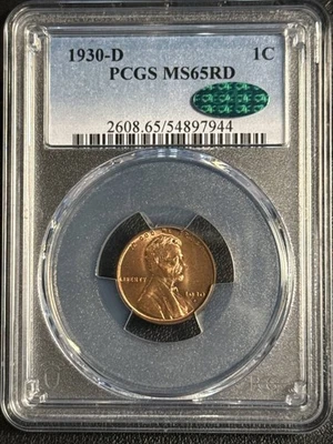 1930 D Lincoln Wheat Cent PCGS MS-65 RD CAC - Image 1 of 2