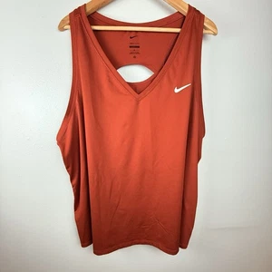 Nike Dri-Fit Athletic Womens Tank Top Size 3XL Burnt Orange Keyhole Racer Back - Picture 1 of 8