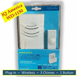 WD-1150 IQ America Westminster 8-notas Wireless Plug-in Doorbell Kit - Picture 1 of 6