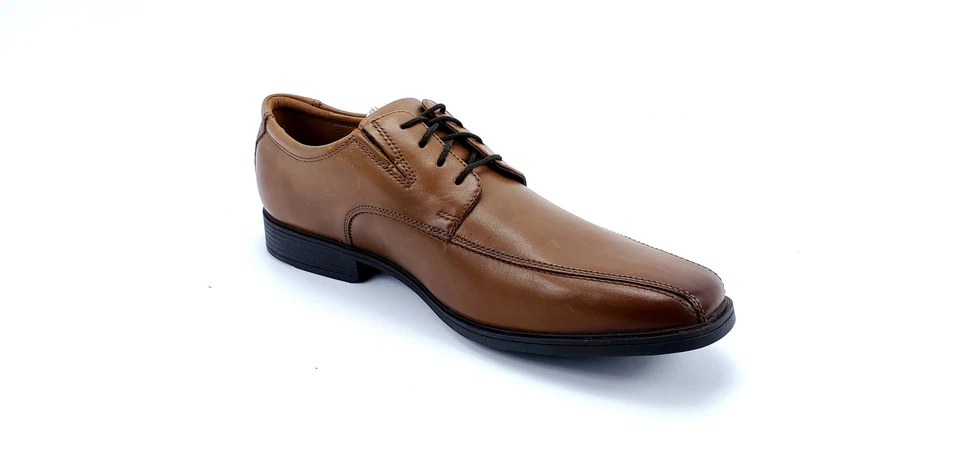 Clarks Mens Tilden Dark Tan Leather Oxford Dress Shoe Size 12 (394744)