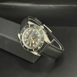 Sailcloth Watch Straps For Tudor Black Bay Pro Chrono GMT 54 58 Black Navy Blue - Picture 1 of 13