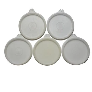 Sigilli di ricambio Tupperware #733 lotto di 5 coperchi rotondi trasparenti vintage 3,5 pollici - Foto 1 di 15