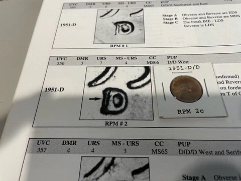 1951-D/D West Lincoln Wheat cent UNC RB RPM 2 Really Nice coin RARE Cover