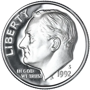 1992 S Roosevelt Dime Gem DCam Proof 90% Silver - Picture 1 of 6