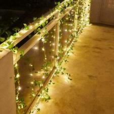 LED Solar Powered Ivy Fairy String Lights Garden Outdoor Leave Wall Fence Light