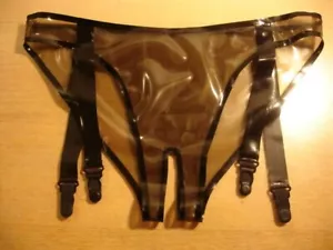 Rubber Latex Slip, Damen Sexy Slip mit 4 Strapsen und Schrittöffnung Gr:XS-XXL - Picture 1 of 1