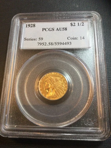 1928 Indian Gold Quarter Eagle PCGS AU-58   $2.50 Cover