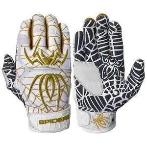 Spiderz 2023 Hybrid Custom Adult Baseball Batting Gloves - White/Vegas - Large