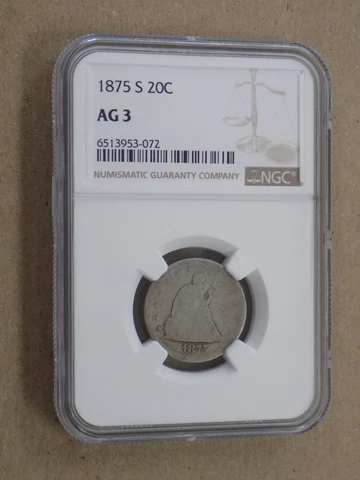 1875 S 20C Twenty Cent Piece NGC AG3 Cover