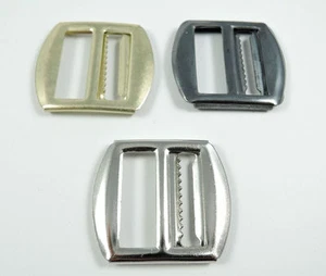 Metal Waistcoat Buckle Slider Fastener 22mm Black, Gold or Silver - Picture 1 of 7