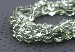 10" Long Natural Green Amethyst Smooth Coin Beads 8-10 MM making Jewelry - Picture 1 of 5