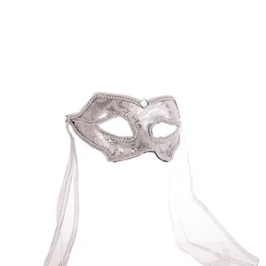 Forum Novelties Beautiful Victorian Half Masquerade Venetian Mask, Silver Bla... - Picture 1 of 3
