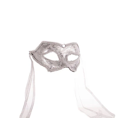 Beautiful Victorian Half Halloween Polyester Venetian Mask, For Adult, Silver... - Image 1 of 3