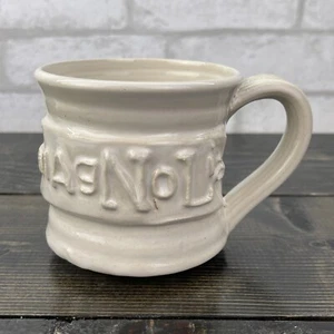 Magnolia Black Oak Art Pottery Mug Rippled With Debossed Name Plate 12oz - Picture 1 of 11