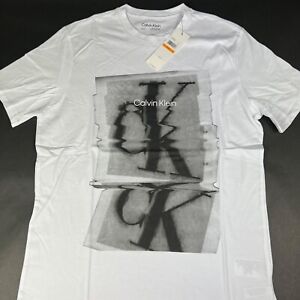 Calvin Klein Men's T-Shirt Short Sleeve Printed Logo Blue White XS,S, M,L,Xl,XXL