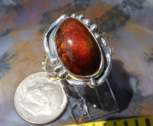 Fire Agate Gem Slaughter Camp AZ Sterling Silver ring size 7 1/2 New D71 - Picture 1 of 6