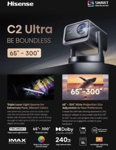 Hisense C2 Ultra 4K UHD Triple Color RGB Laser Portable Mini Projector Netflix - Picture 1 of 1