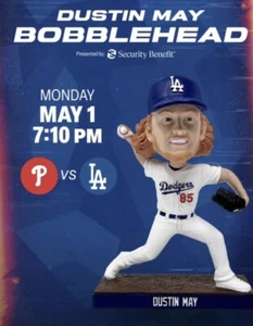 PRESALE LOS ANGELES DODGERS LA Dustin May Bobblehead 2023 SGA 5/1/23 - New! - Picture 1 of 1