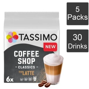 Tassimo Coffee pods Coffee Shop Classics Latte 5 packs (30 drinks) - Picture 1 of 12