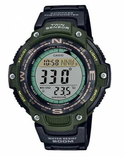 Casio Twin Sensor 48mm Black Resin/Aluminium Case, Black Resin Strap, Men's Wristwatch (SGW100-3AV)