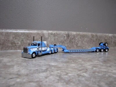 DCP 1/64 Baby Blue White Tri-Axle Peterbilt 389 Fontaine Lowboy Trailer 60-1972 - Image 1 of 4