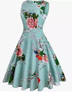 OWIN 1950's Style Floral Spring Garden Rockabilly Swing Dress Sz L NWT - Picture 1 of 6