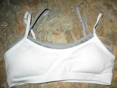 NEW 2-Pack HANES Girls White & Gray BRA's LARGE Everyday Comfort Removable Pads - Imagem 1 de 3