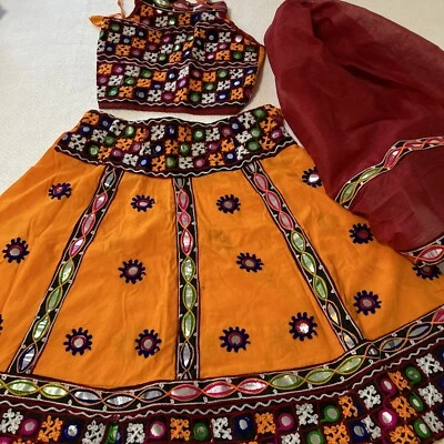 Girls Lehenga Choli Indian Ethnic Party Wear Lengha Chunri Frill Skirt Top Sz 24 - Image 1 of 4
