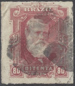 BRAZIL Sc #71.2 USED ROULETTED - 80R LAKE, EMPEROR - Picture 1 of 1