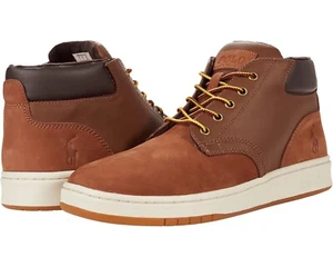 Men Polo Ralph Lauren Shrunken Nubuck Sneaker Boots Size 8 D Brown White - Picture 1 of 24