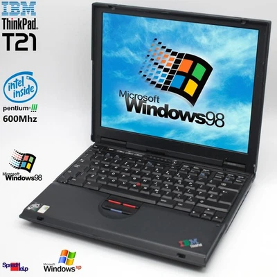 Notebook IBM THINKPAD T21 INTEL PENTIUM 3 600MHZ Laptop Windows WIN 98 LPT 20GB - Imagen 1 de 4