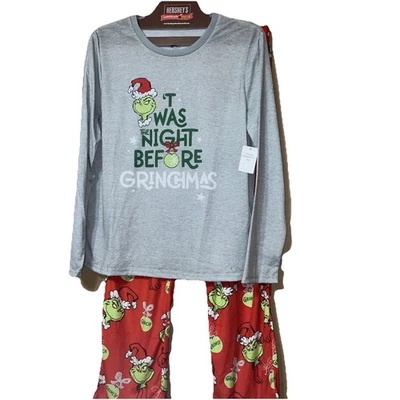 The Grinch Dr Seuss Christmas Pajamas Womens Sz XXL Fleece Pants Top - Image 1 of 4