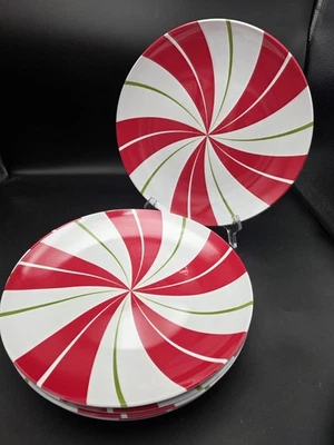 St Nicholas Square Melamine Peppermint Swirl 11"  Dinner Plates Set Of 8 - Image 1 of 2