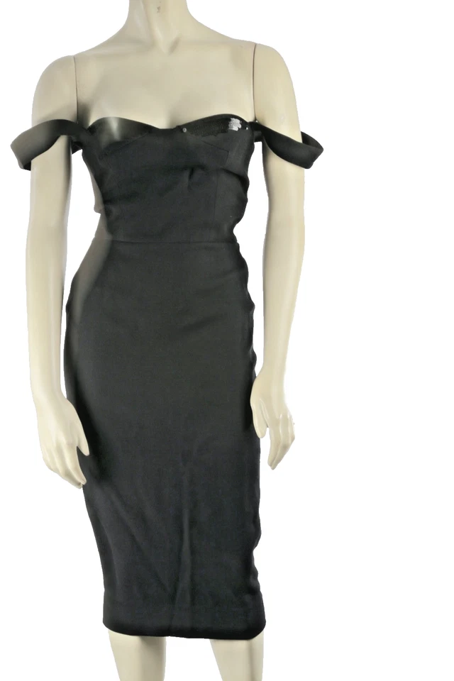 Victoria Beckham Black Sleeveless Fitted Midi Sheath Dress Size 2 - Image 1 of 4