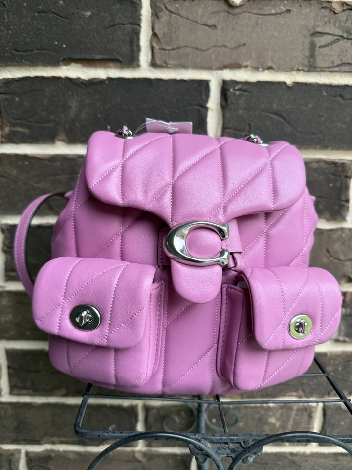 COACH CU076 Tabby Backpack Quilting Bag White Chalk Gold Nappa Leather Outlet