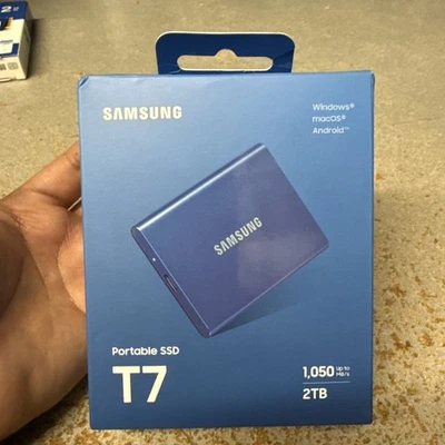 Samsung T7 2TB Portable External SSD - Blue (MU-PC2T0H/AM) - Image 1 of 4