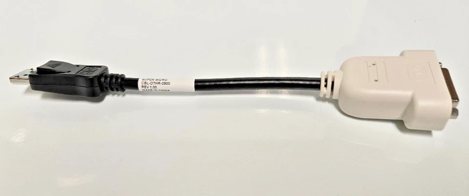Supermicro DVI to DisplayPort Cable Adapter 25cm 30AWG CBL-OTHR-0900 NEW - Image 1 of 1