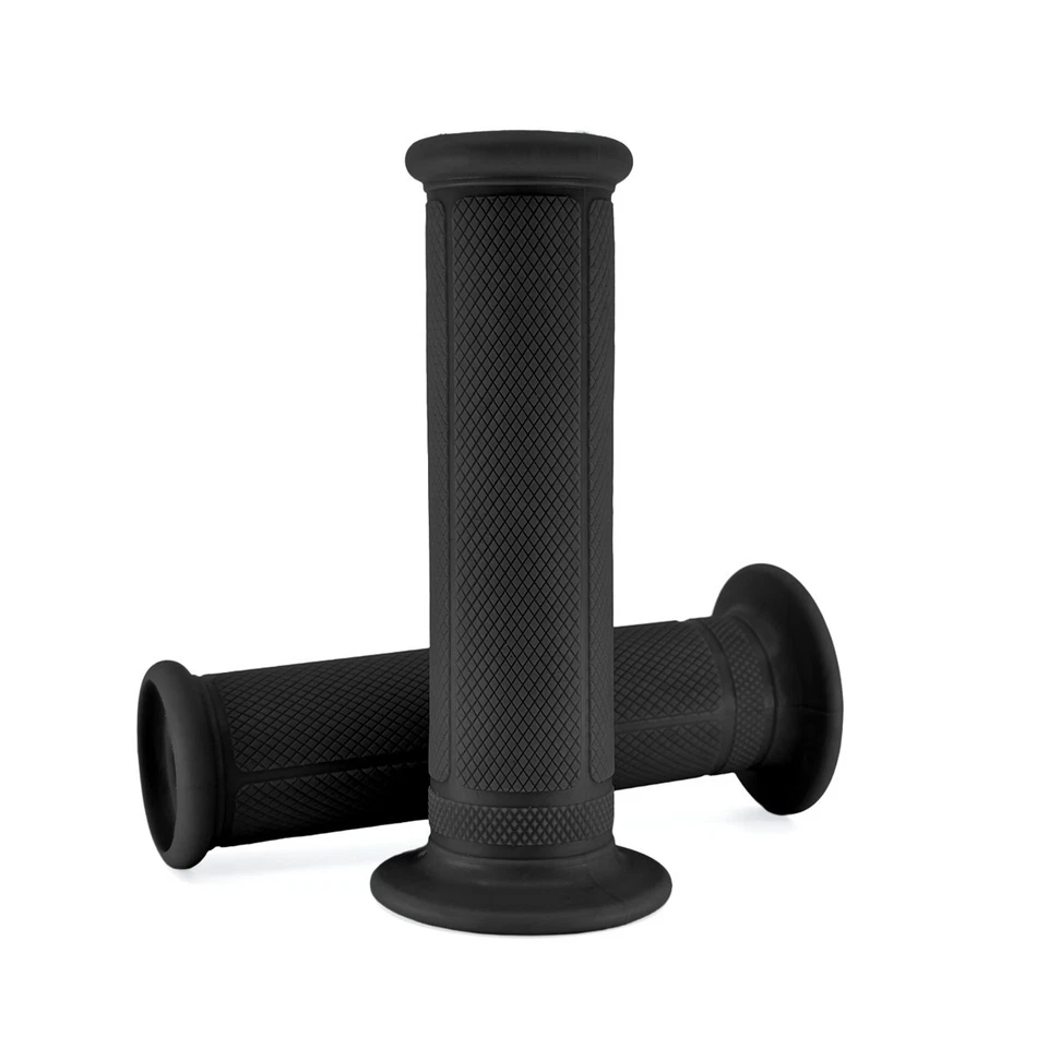 Goodrevs™ Retro Motorcycle Grips 7/8” – Diamond Rubber, Open End, Vintage Style - Image 1 of 3