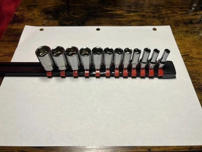 Snap-on Tools USA NEW 12pc 1/4" Drive METRIC 6pt Semi-Deep Socket Set 112TMMSY - Image 1 of 4