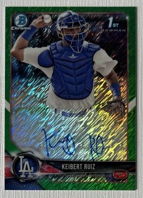Keibert Ruiz Dodgers 2018 Bowman Chrome Green Shimmer Refractor /99 AUTO - Image 1 of 4