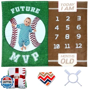 Sukoon Monthly Milestone Decke für Baby Junge/Mädchen | Baseball Motiv | inklusive - Bild 1 von 5