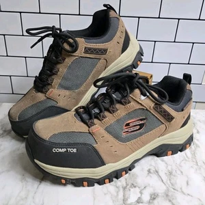 Skechers Brown Black Greetah Comp Toe Construction Work Shoes Sz Men  7 Women 9 - Picture 1 of 10