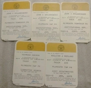 Vintage Boy Scouts Of America Registration Certificate Card Lot From 1973-75... - Picture 1 of 3
