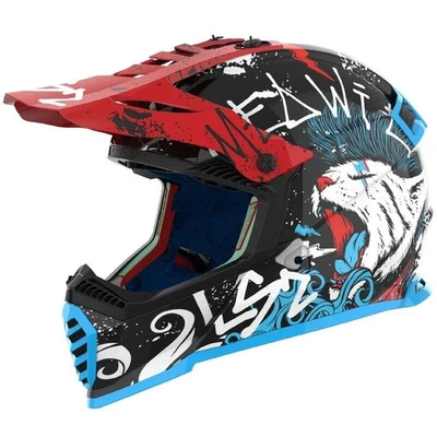 LS2 CASCO MOTO BAMBINO CROSS MX437J FAST EVO II MINI STARMAW GLOSS BLACK - Immagine 1 di 2