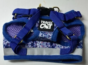 Travel Cat True Adventurer Reflective Cat Kitten Harness Blue Floral Design - Picture 1 of 2