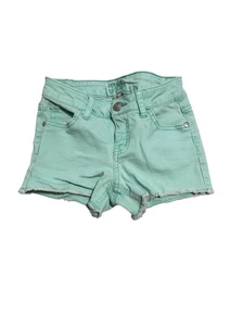 Justice Green Jean Shorts Cuffed Hem Washed Denim Girls Size 8 - Picture 1 of 3